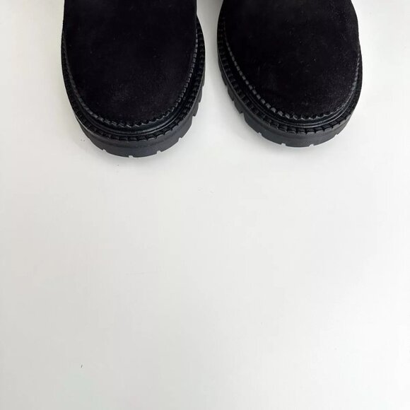 JIMMY CHOO Elba Black Leather Suede Pom Pom Flat Ankle Boots Size 38 - Picture 9 of 14